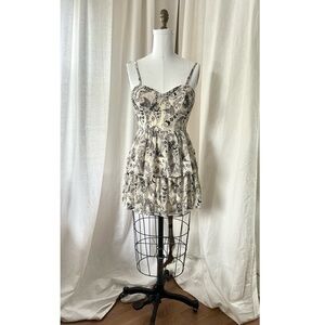 Elegant Black and White Floral Dress